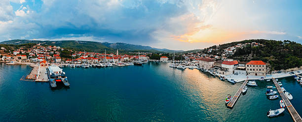 istock Panoramic Aerial View of Hvar Harbor 2230934622