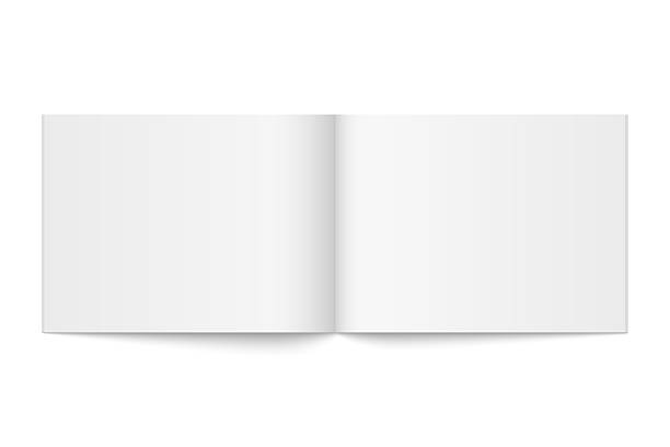 istock Vector mockup of paperback horizontal magazine spread with white cover isolated 2230935822