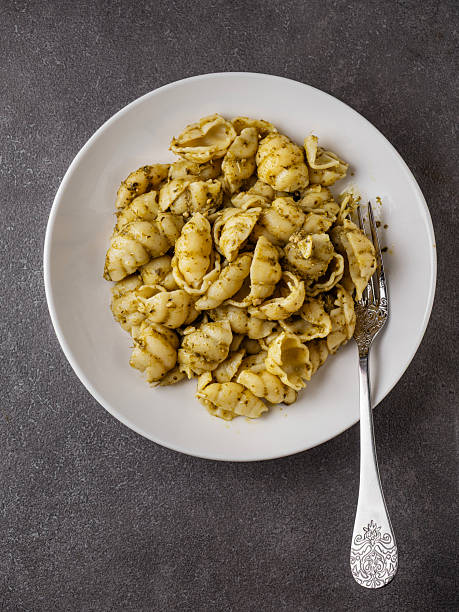 Basil, Cheese, Cut Out, Food, Freshness, Food and drink, Pancake Day, Naan, Conchiglie, Crockery, Food, Green Color, Macaroni, Pasta, Pesto sauce