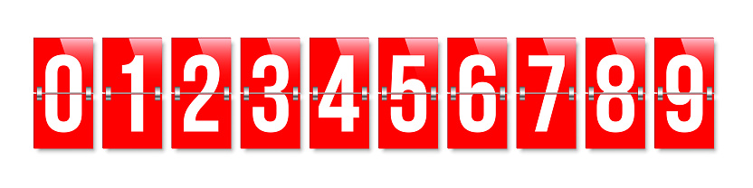 Random Numbers Flipboard Flip Countdown Numbers Set Red Flipboard Display With Numbers From 0 To ...
