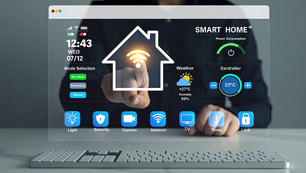 istock Technology assistant for smart devices,intelligent house or smart home technology.Business person using digital dashboard of smart home app for control home appliances. 2230940891