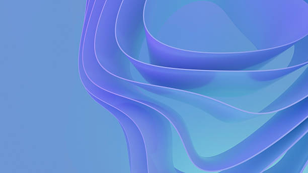 istock Abstract wavy curved 3d render. Blue pink soft layers of plastic with lines, folds, ruffles. Modern wallpaper, texture pattern. 2230941445