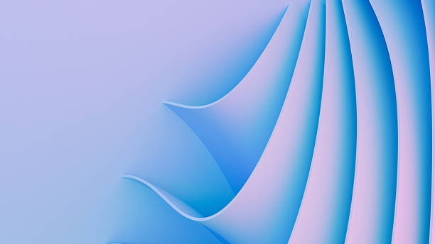istock Abstract wavy curved 3d render. Blue pink soft layers of plastic with lines, folds, ruffles. Modern wallpaper, texture pattern. 2230941485