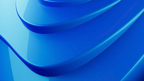 istock Abstract wavy curved 3d render. Blue soft layers of plastic with lines, folds, ruffles. Modern wallpaper, texture pattern. 3D Illustration 2230941602