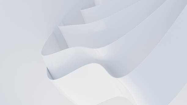 istock Abstract white wavy curved 3d render. White soft layers of plastic with lines, folds, ruffles. Modern wallpaper, texture pattern. 3D Illustration 2230941630