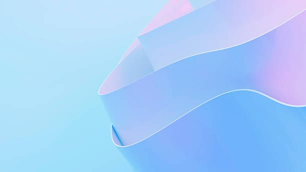 istock Abstract wavy curved 3d render. Blue pink soft layers of plastic with lines, folds, ruffles. Modern wallpaper, texture pattern. 2230941644