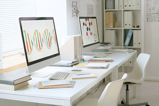 istock Workstation with Scientific Research Equipment and Patterns 2230941942