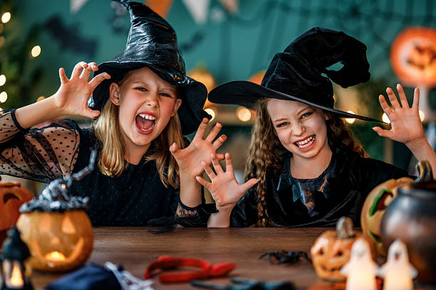 istock Two girls are celebrating Halloween 2230944873