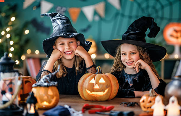 istock Two girls are celebrating Halloween 2230944891