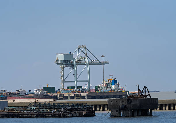 istock Busy scene at the cargo port terminal 2230946103