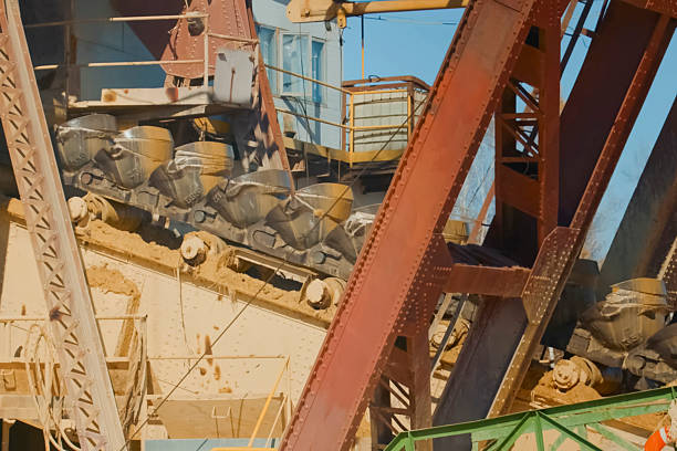 istock buckets of a multi bucket excavator for gold ore mining. 2230947513