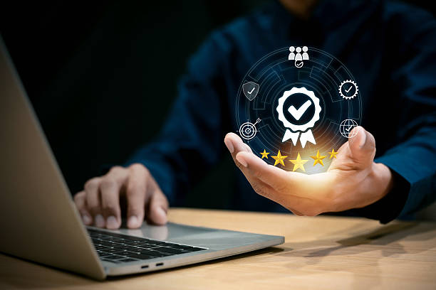istock Quality assurance concept, businessman working with computers service Quality assurance, Guarantee, Standards, ISO 2230952052