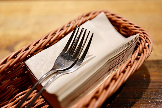 istock a basket of napkins and forks. 2230956574