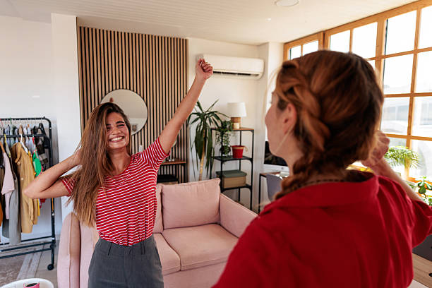 istock Two Friends Dancing and Having Fun at Home 2230961486