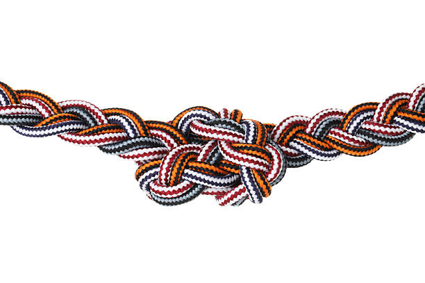 Figure eight knot isolated on white background. Nautical rope knot. 