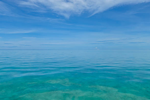 Scenic seascape view with clear transparent sea and gentle sky on a sunny day in Egypt