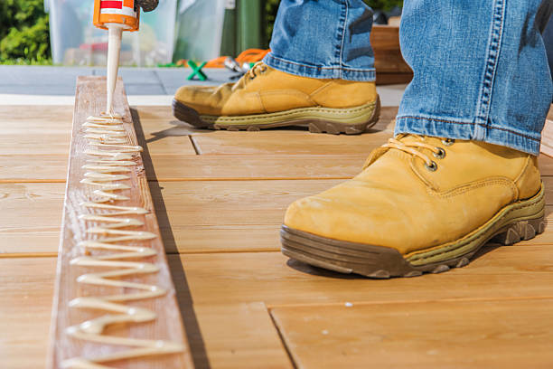 Work boots cut out on white background