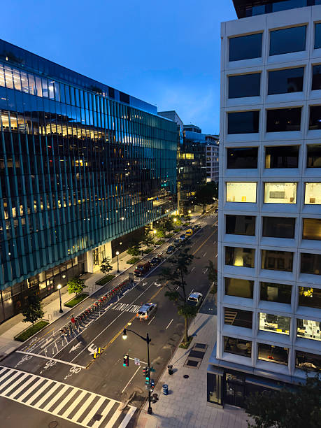 Washington DC downtown cityscape at twilight