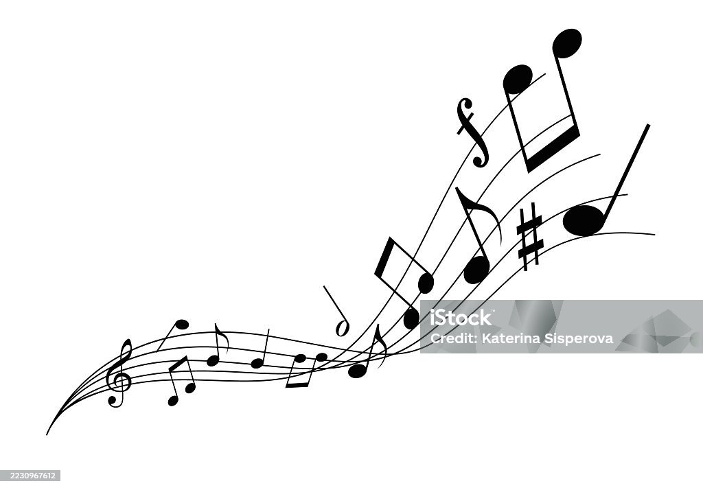 Long Wavy Musical Notes Pattern Musical Notes In Decorative Wavy Pattern Isolated On White Background ...