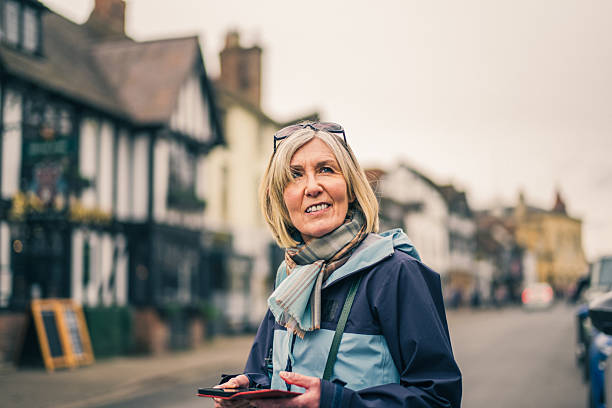 Female tourist visiting Stratford Upon Avon, birthplace of England’s most famous playwright, William Shakespeare.