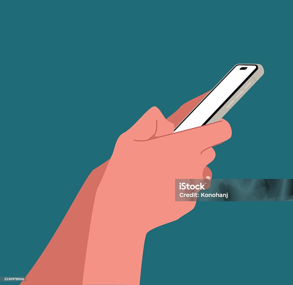 Finger Using Mobile App Hands Using A Smartphone With Blank Screen Isolated On Background Flat ...