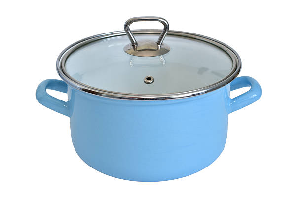 istock Metal enameled saucepan blue color 2230980478
