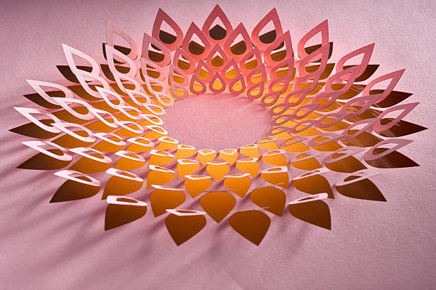 istock Pink and Orange Teardrop Paper Mandala with Layered Gradient and Shadows 2230983158