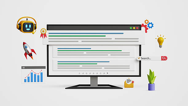 istock Search engine optimization, AI-powered SEO strategies, promote website, organic traffic with automation tools. Top search rankings with smart AI bots and strategic digital marketing on 3D computer 2230987740