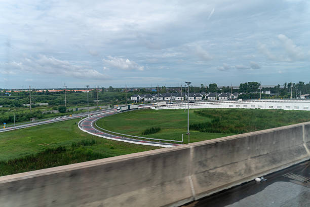 A Competition asphalt in the first curve of the Ricardo Tormo circuit in Cheste, Valencia, Spain