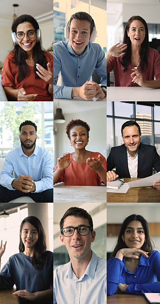 istock Multinational business people, students speaking on video call, collage view 2231007442