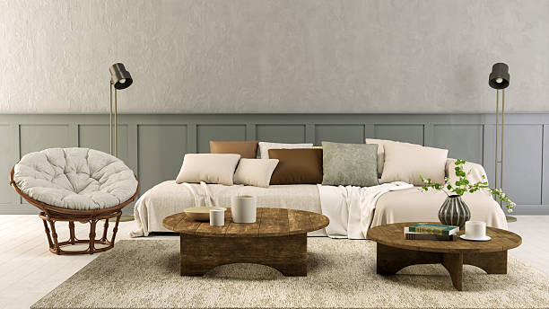 istock Large luxury modern bright interiors Living room mockup illustration 3D rendering image 2231008042