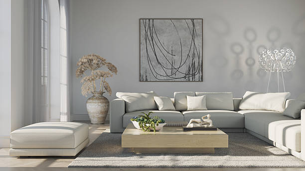 istock Large luxury modern bright interiors Living room mockup illustration 3D rendering image 2231008193