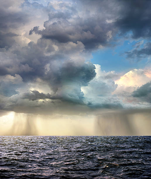 Scenic seascape during storm