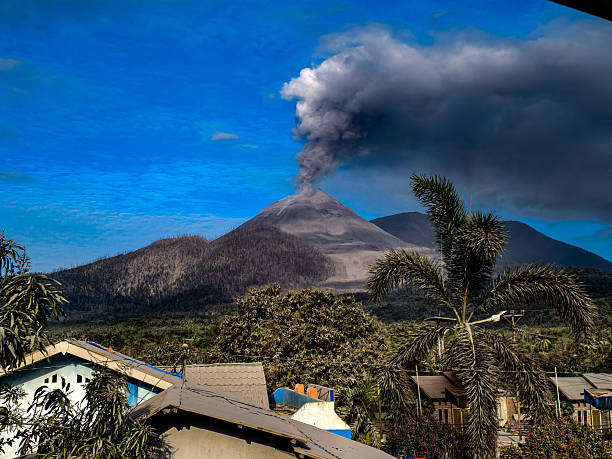 View of sinabung volcano with landscape shot