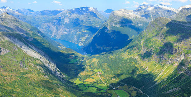 istock panoramic view of Geiranger fjord with mountain range, Norway summer 2231018572