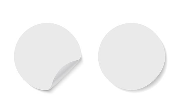 istock Blank white round paper sticker mockup with curled corner, clean template for branding, logo presentation, label design, or marketing visuals. 2231024355