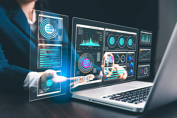 istock Woman in business uses computers and internet technology to perform SEO analysis, optimizing websites for search engine ranking and promoting increased traffic to boost website visibility. 2231032873