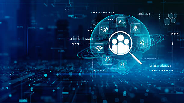 Human resources analytics and recruitment concept with global network, digital icons, and data interface for modern workforce solutions. 3d Rendering Human resources analytics and recruitment concept with global network, digital icons, and data interface for modern workforce solutions. 3d Rendering process automation office stock pictures, royalty-free photos & images