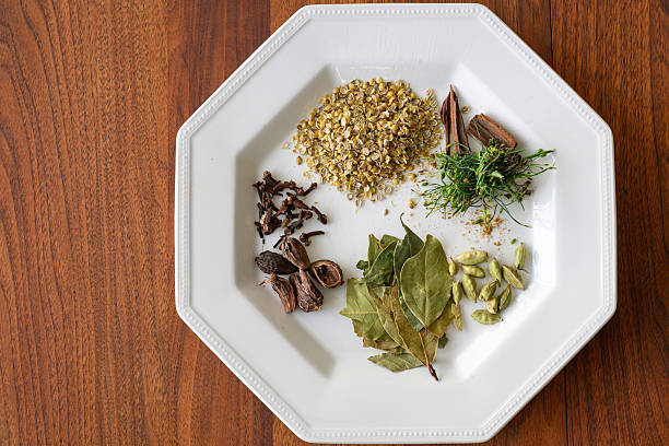Spices typically used in curry sauce - Coriander seed, cinnamon, green cardamom, bay leaves, black cardamom