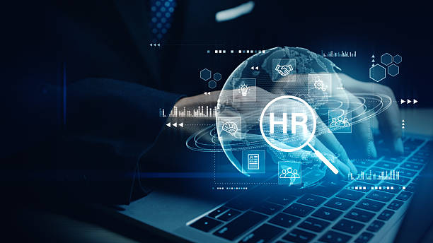 istock Businessman using laptop with digital HR interface, representing modern recruitment, employee management, and workforce analytics technology. 3d Rendering 2231038255