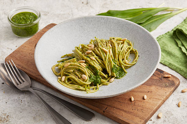 istock Spaghetti with wild garlic pesto 2231043843