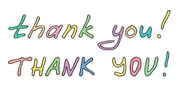 istock Hand drawn colorful lettering. Cute thank you doodle. Holiday clipart 2231052224