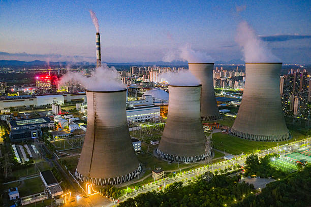istock Night view of a thermal power plant 2231053984