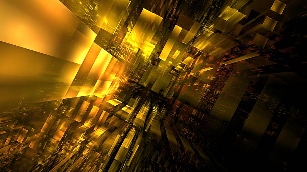 istock Complex golden geometric shapes and patterns that evoke a sense of depth and movement, creating a mesmerizing visual experience in an abstract style. 3d render 2231054947