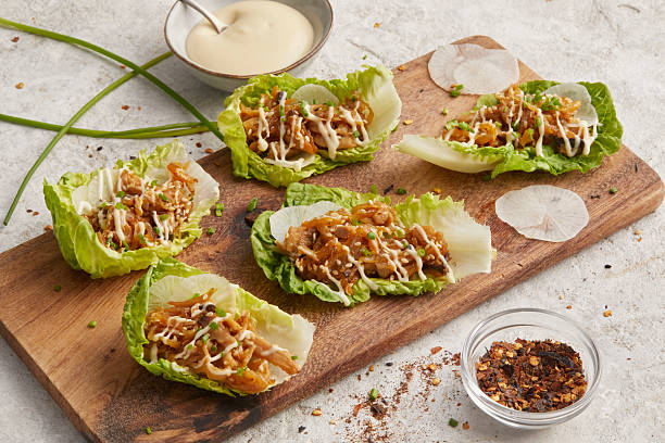istock Lettuce wraps with mushrooms and radish 2231055289
