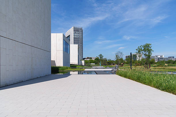istock Marble buildings and empty pavements 2231060286