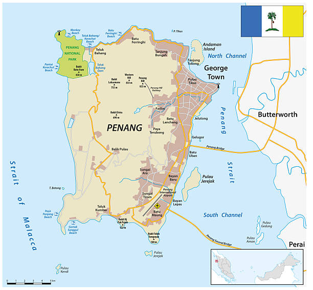 Vector Map Of Malay Island City Penang Stock Illustration