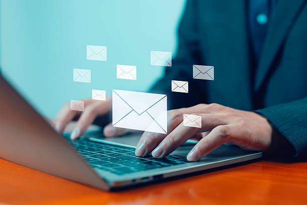 istock Email on virtual screen, new email notification concept for business email communication, internet technology, message notification inbox 2231064174
