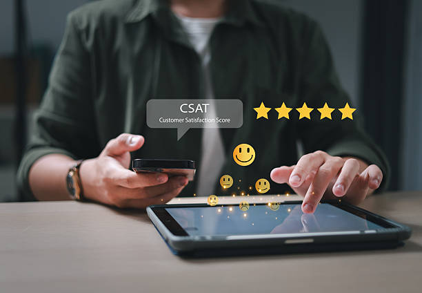 istock Customer Satisfaction Survey (CSAT) Concept Smiley Face Icon Customer Satisfaction Score 2231064793