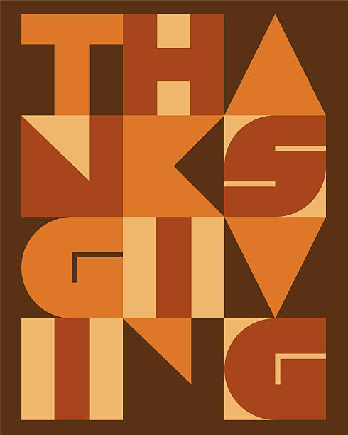 Happy Thanksgiving card with geometric typography. Stock illustration